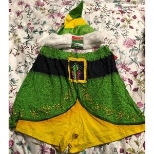 Men's Christmas Elf Boxer and Hat Set Size Small NWT B4